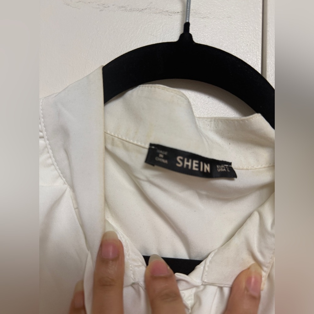 SHEIN White Ruffle Front Button Blouse - Picture 3 of 4